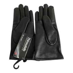 Womens Black Leather Driving Gloves 3M Thinsulate Lined Size S NWT